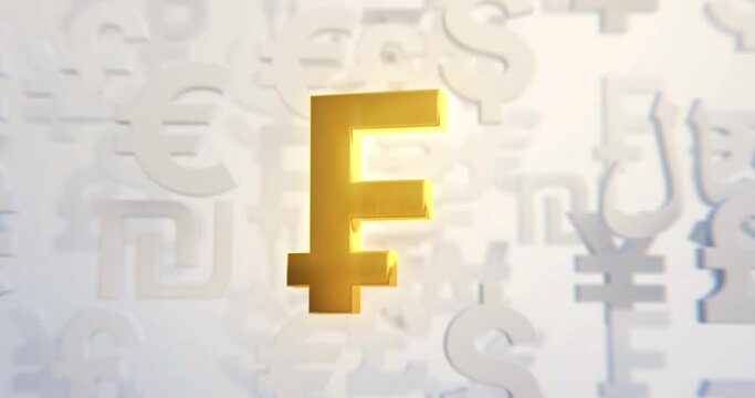 Swiss Franc Currency rotating in a 3D animation