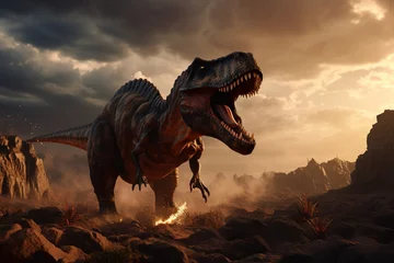 Afwasbaar Fotobehang Dinosaurus tyrannosaurus dinosaur 3d render, Generative AI