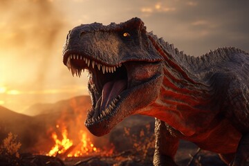 tyrannosaurus rex 3d render, Generative AI - obrazy, fototapety, plakaty
