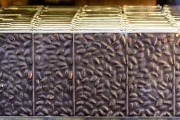 Home made chocolate bars as background