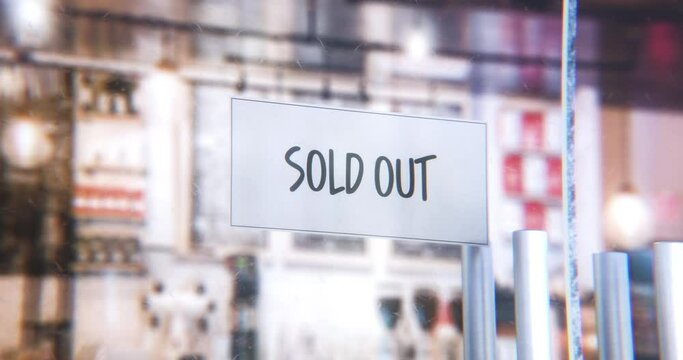 Storefront Sold Out sign in a 3D animation