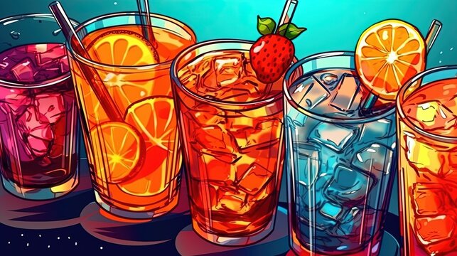 Mocktails for non-alcoholic options. Fantasy concept , Illustration painting.