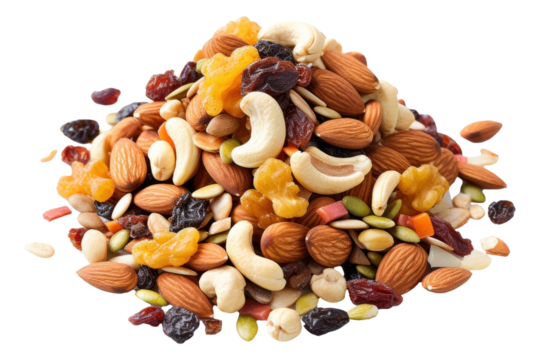 pile of trail mix isolated.