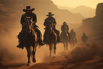 Fotobehang cowboy riding horse, Generative AI © Nino40
