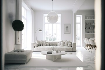 highly detailed Cinematic long shot of a minimalistic contemporary all pure white sitting room with muted colours photorealistic atmospheric 4k UHD Realistic 64k Ultra Resolution attention to 