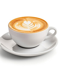 A delicious cappuccino served on a pristine white saucer, ready to be enjoyed