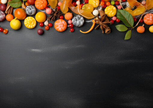 Various colorful candies on a dark background
