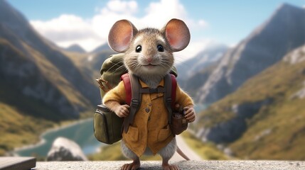mouse in the mountains - obrazy, fototapety, plakaty