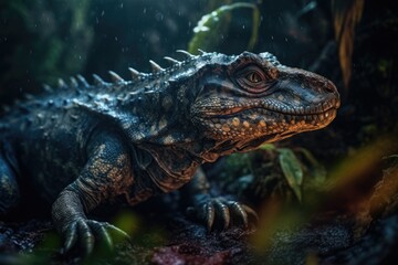 Fototapeta premium Majestic dinosaurs in their natural habitat. Prehistoric giants roaming free. 