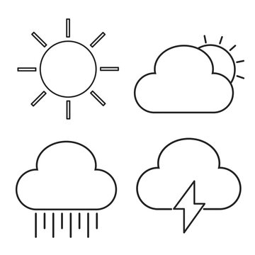 vector bundle of weather forecast flat icons