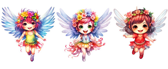 Cute Little Fairy Girl, fantacy magical fairy tales Clipart isolated on Transparent Background.