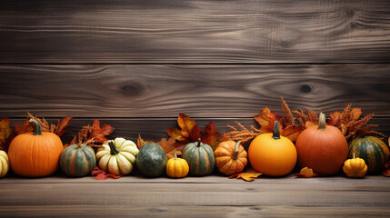 Autumn Bottom Border Banner of Pumpkins and Fall