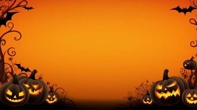 Scary Bright Orange Background with Yellow Border Halloween