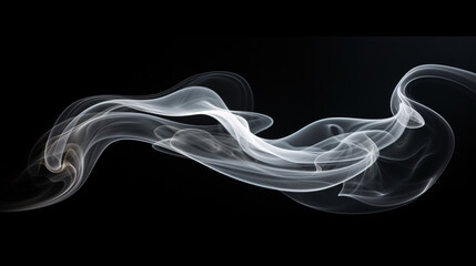 abstract smoke on black, horizontal smoke trail on a black background, incense stick smoke