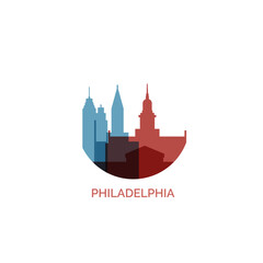 Obraz premium USA United States Philadelphia cityscape skyline city panorama vector flat modern logo icon. US Pennsylvania Commonwealth American emblem idea with landmarks and building 