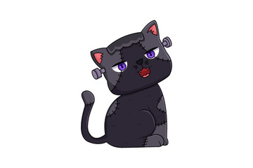 Halloween Cat Character Design Illustration