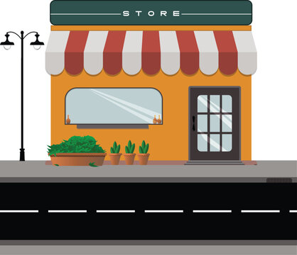 Icon Mini Convenience Store Art , Flat Building Design Vector 