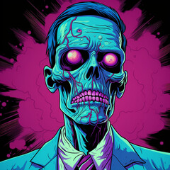a cartoon zombie man in comic book style