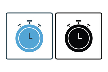 Stopwatch icon. icon related to time management. suitable for web site design, app, user interfaces, printable etc. Solid icon style. Simple vector design editable