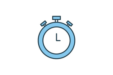 Stopwatch icon. icon related to time management. suitable for web site design, app, user interfaces, printable etc. Flat line icon style. Simple vector design editable