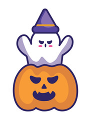 halloween kawaii ghost in a pumpkin