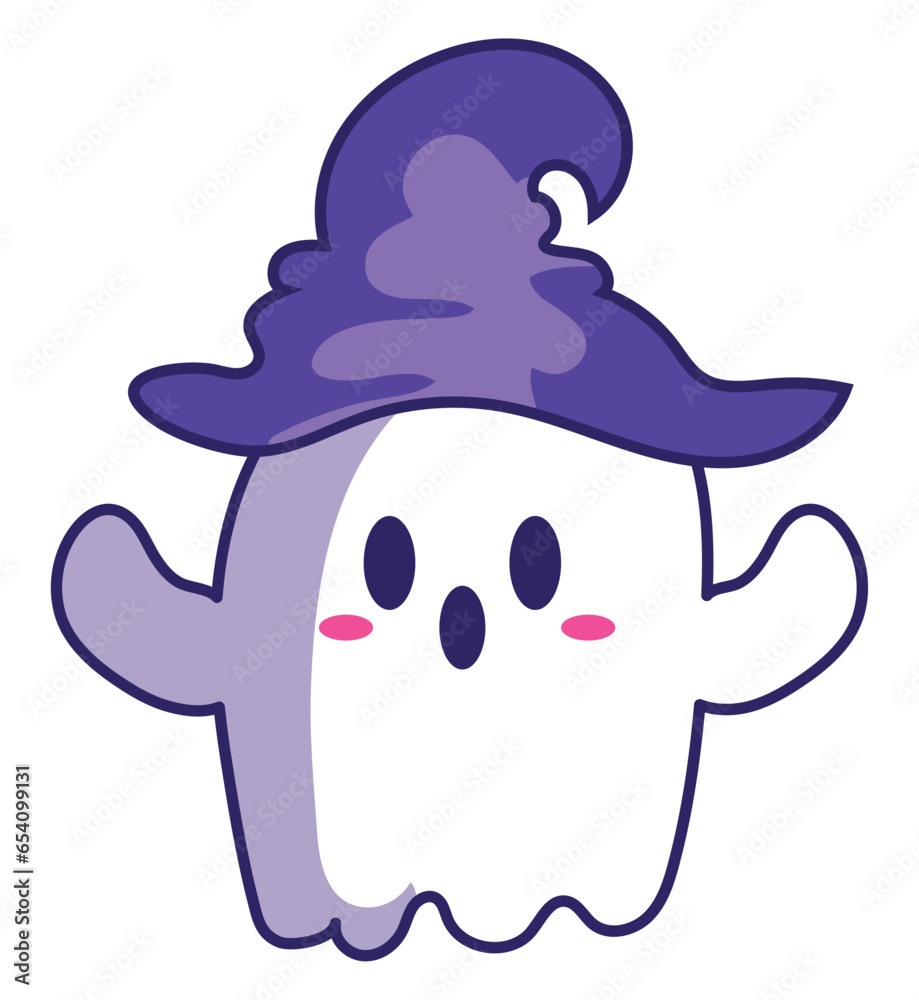 Wall mural halloween kawaii ghost with hat