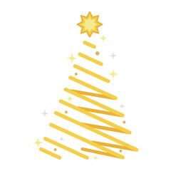 christmas golden tree shiny illustration