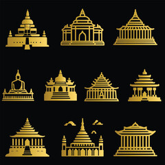Obraz premium Set of golden buddha temple
