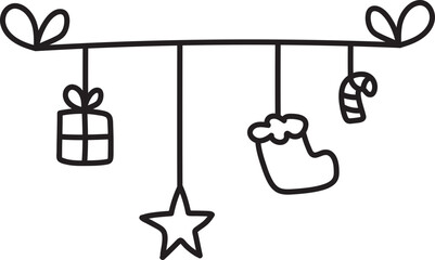hand drawn christmas decorative outline