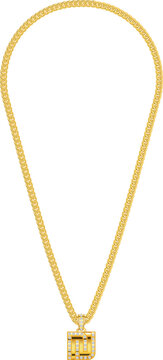 Eine aufw&auml;ndig illustrierte Goldkette mit einem Schekel Symbol aus Gold  mit Diamanten besetzt