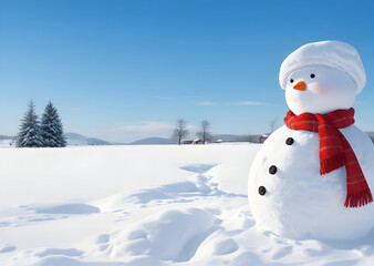 Photo snowman with winter landscape and snow generative by AI
