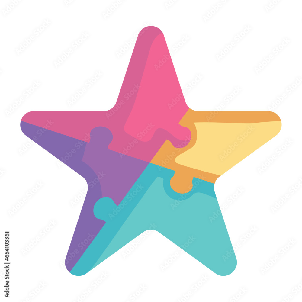 Sticker puzzle pieces star shape