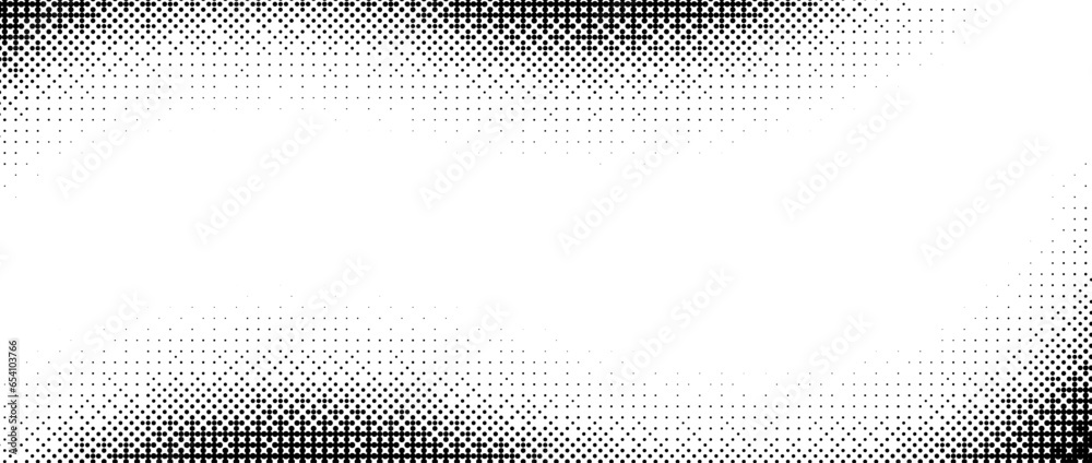Aufkleber Pixelated bitmap wave gradient texture. Black and white dither pattern background. Abstract wavy glitchy pattern. 8 bit video game screen wallpaper. Wide pixel art retro illustration. Vector