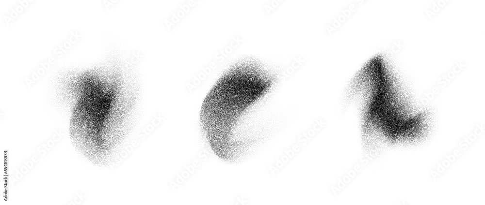 Poster abstract fluid textured gradient elements. noise grain stippled stains shape set. black and white do