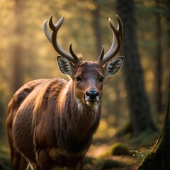 Witnessing Nature's Beauty: The Graceful Deer in the Forest, Generative AI