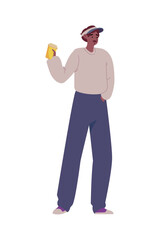 man character drinking coffee reusable cup