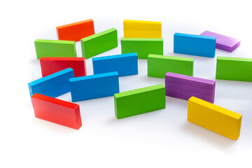 Colorful domino blocks on white background