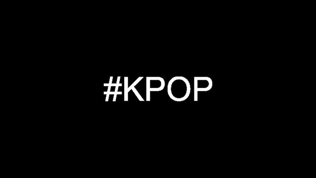 Animation of particles forming the KPOP hashtag isolated on a black background