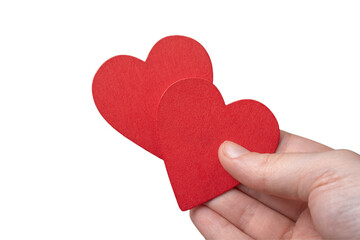The shape of love heart icon in hand  on white background.
