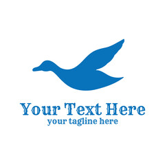 Simple Minimalist Flying Duck Goose Silhouette Logo Design Illustration