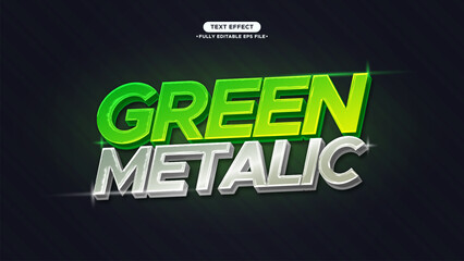 Green Metalic Chrome and futuristic Vector Text Effect. shiny and neon style. editable font and text
