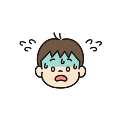 子ども　顔　アイコン　イラスト　焦る