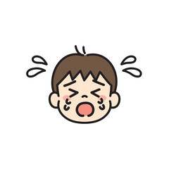 子ども　顔　アイコン　イラスト　泣く