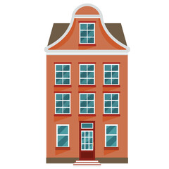 Fototapeta na wymiar Orange Wide House | European Style House