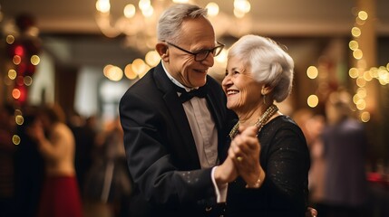 senior couple dancing in a party