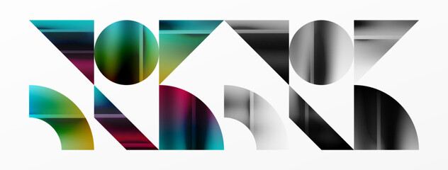 Minimalistic elegance shines through in this metallic background, showcasing composition of circles and triangles, creating geometric masterpiece