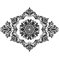 Elegant vintage vector ornament in classic style. Abstract black and white traditional ornament with oriental elements. Classic vintage pattern