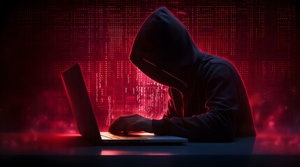 Hackers use laptop to crack code Hacking and malware concept