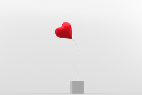 Digital png illustration of red heart with gray box on transparent background