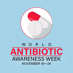 World Antibiotic Awareness Week vector icon illustration. Background, banner, card, poster, template. Vector illustration.